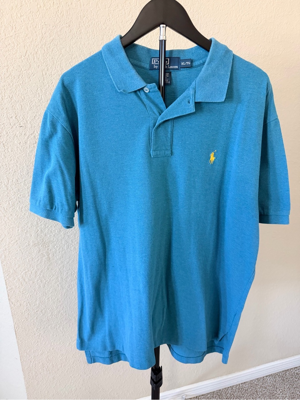 Ralph Lauren Polo Short-Sleeve Shirt in Teal with Yellow Logo